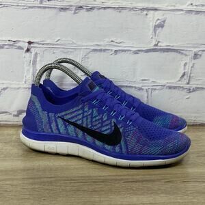 Nike Free 4.0 Flyknit Purple Knit Running Shoes Women's 6.5 Athletic Sneakers
